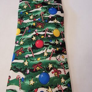 Tie Tales Christmas Tie Large Christmas Tree Black Tie White Dots